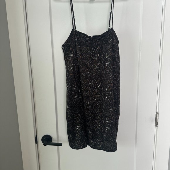 Gianni Bini Black and Floral Satin Slip Dress Square Neck Size 6‎ - Picture 3 of 6